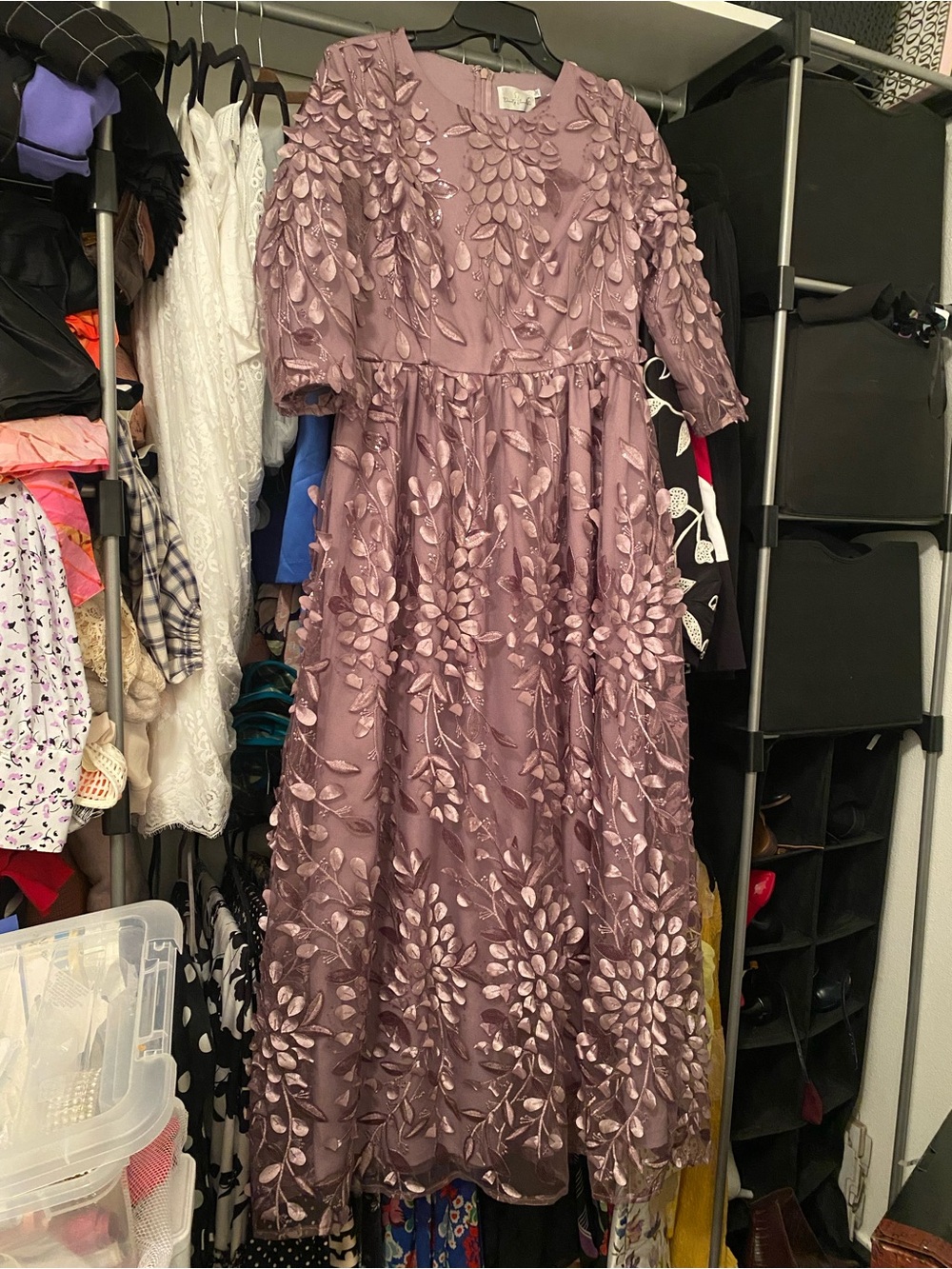 Dainty Jewells purple 3D Floral Maxi Dress